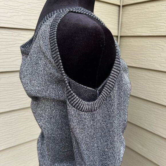 Wet Seal open shoulder women's size L silver black shimmer sweater - Picture 4 of 7
